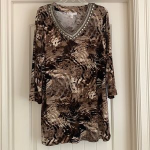 Dressy Shirt with Beaded V-Neck